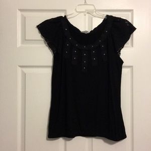 Black studded collar shirt 👚